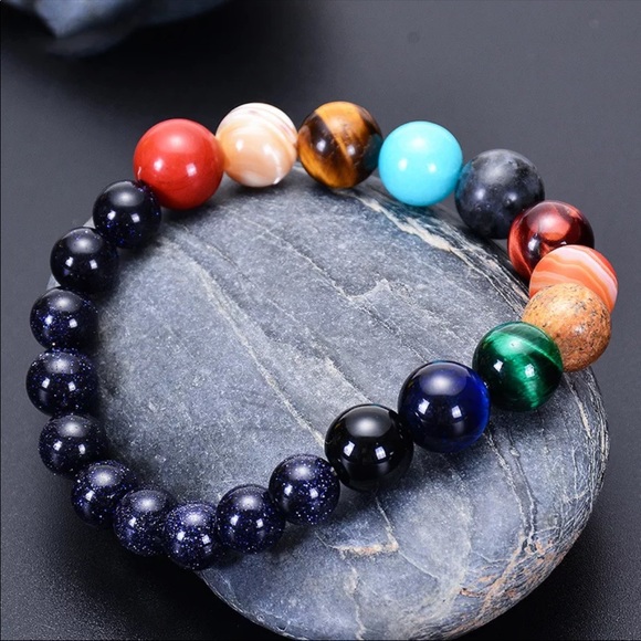New Universe Space 8 Planet Natural Stone Bracelet - Picture 4 of 7